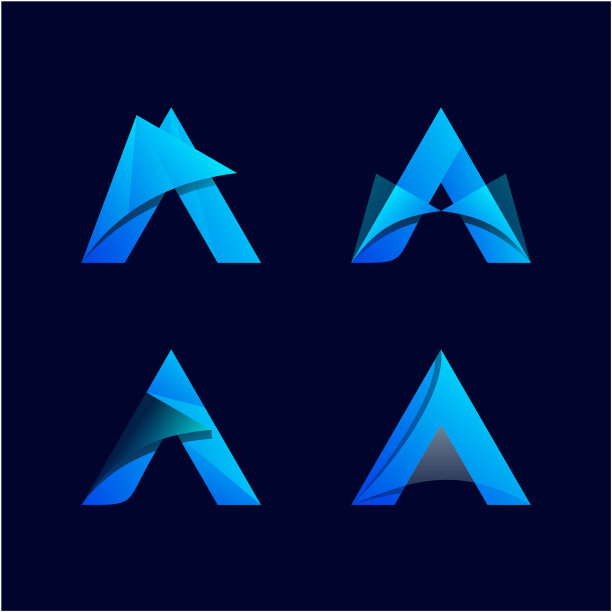 抽象渐变的字母标志集合图片下载