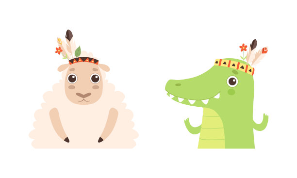 春天的花圈里摆着可爱的动物图片下载