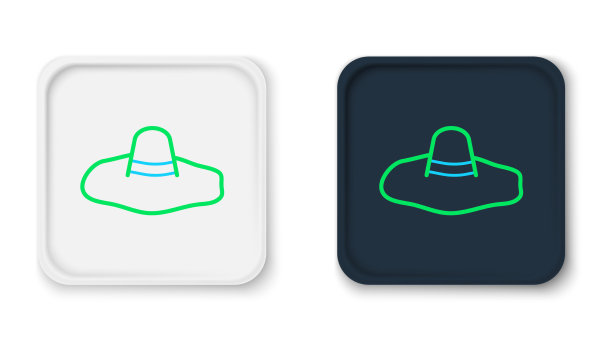 线条优雅的女性帽子图标孤立在白色上图片下载