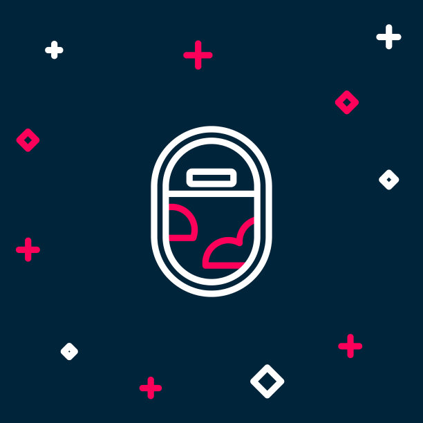 线飞机窗口图标孤立在蓝色图片下载