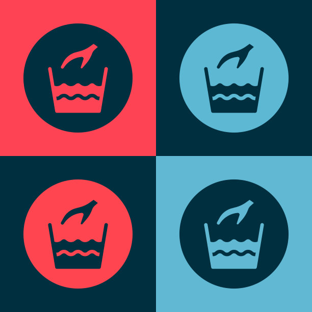 波普艺术手洗衣服图标隔离的颜色图片下载