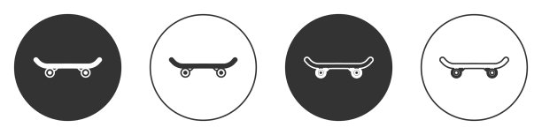 黑色滑板图标孤立在白色背景图片下载