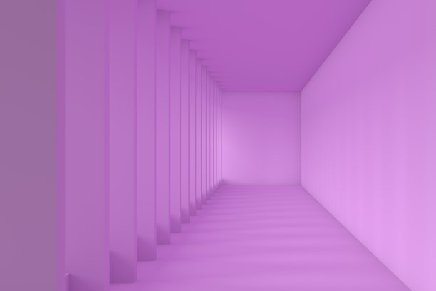 抽象的现代展厅室内设计与空混凝土地板和墙壁背景-大厅或舞台3d插图图片下载