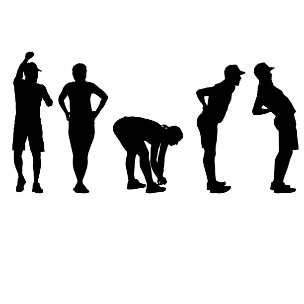 一群人站在白色背景上的剪影图片下载