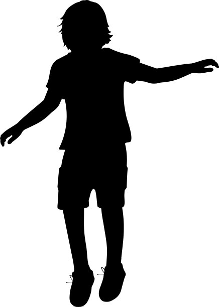 剪影小男孩跳起来图片下载