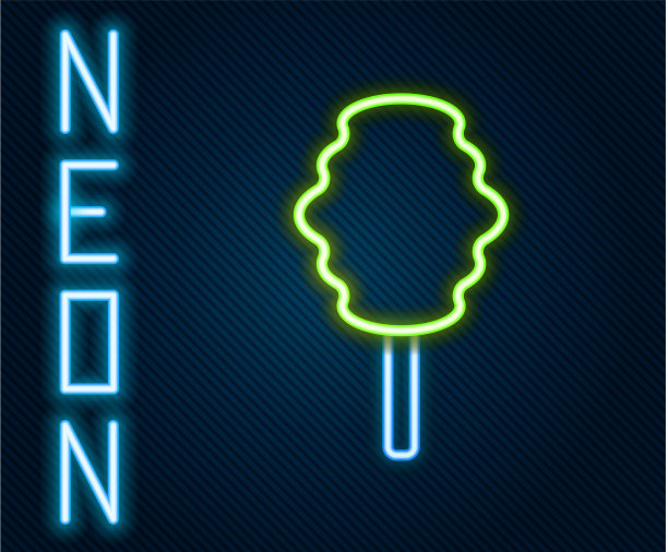 发光的霓虹灯线棉花糖图标孤立上图片下载