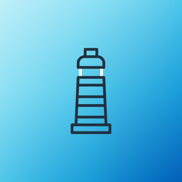 线灯塔图标孤立在蓝色背景图片下载