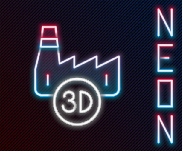 发光的霓虹灯线条是印刷厂的行业标志图片下载