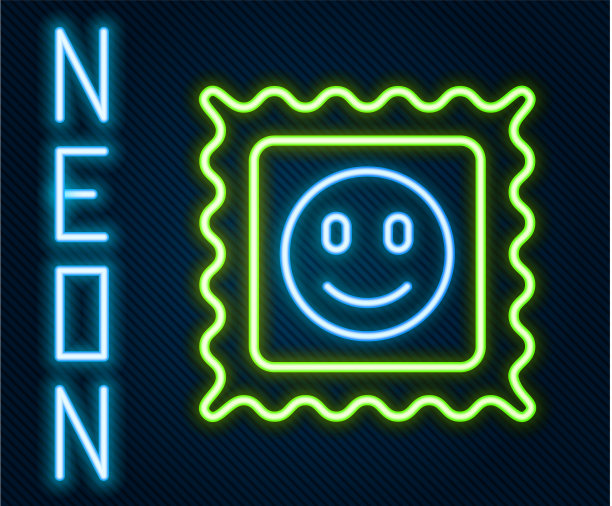 发光的霓虹灯线LSD酸标记图标隔离图片下载