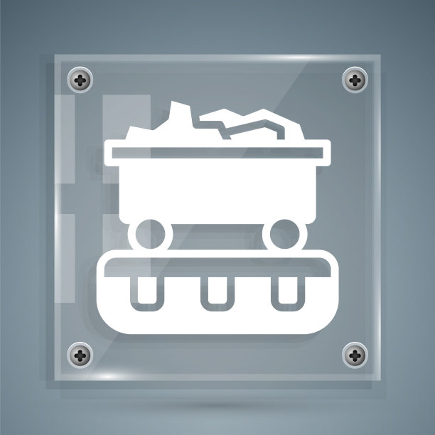 白色的煤车图标孤立在灰色上图片下载