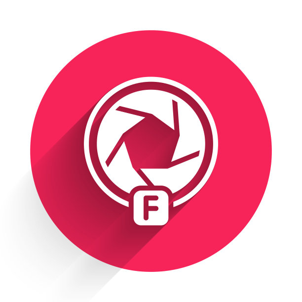 白色相机快门图标与长隔离图片下载