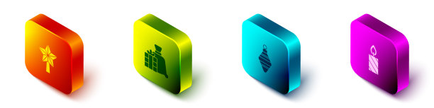 套等距圣诞明星圣诞老人包礼物图片下载