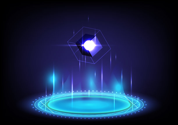 三维立方体抽象背景门户和全息图图片下载