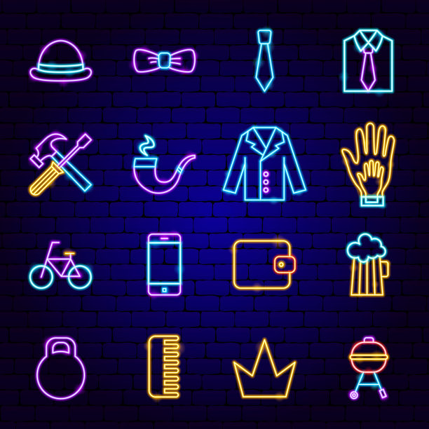 父亲节霓虹灯图标图片下载