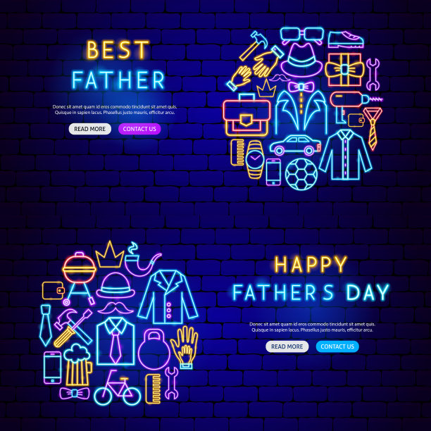 父亲节霓虹灯横幅图片下载