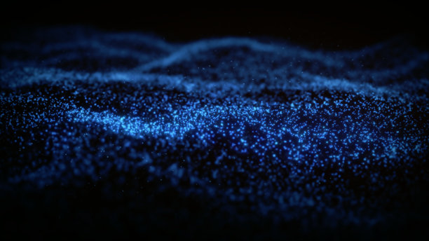 抽象流动光滑表面，分形波背景由闪烁粒子。网格，由点组成的网格图片下载