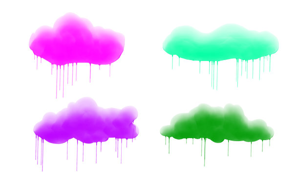 一套水彩云..点集合。色水彩污渍。墨水污渍。插图。图片下载