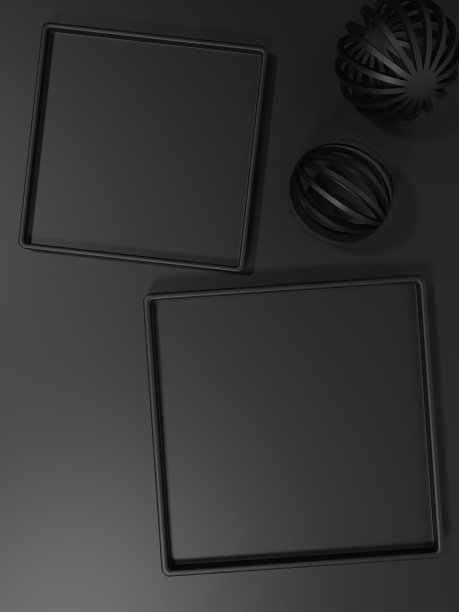 3D渲染节日最小方形板产品展示背景，美容，保健，护肤品，食品和饮料产品。黑色和金色。图片下载