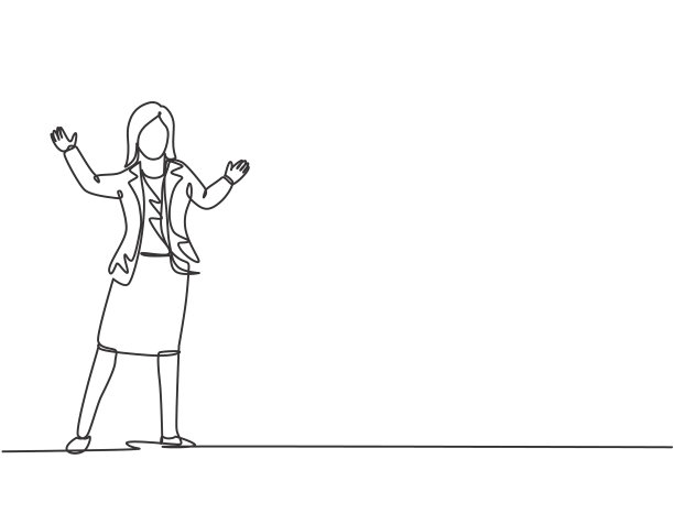 单线画年轻的女商人图片下载