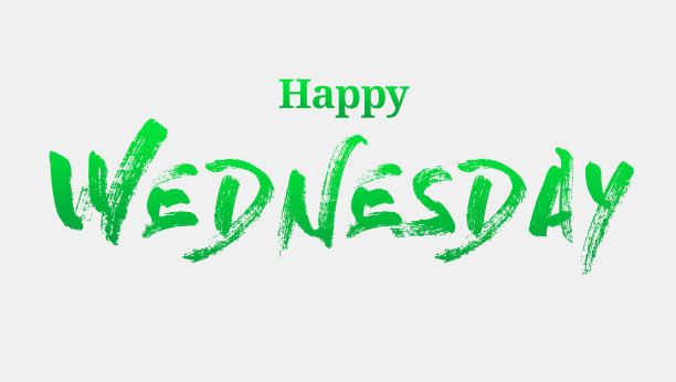 绿色夏季字体星期三快乐插画图片下载