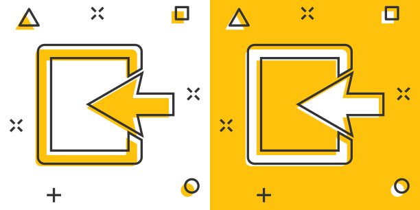 矢量卡通入口门图标漫画风格。出口门概念说明象形图。门口入口商业的splash效应概念。图片下载