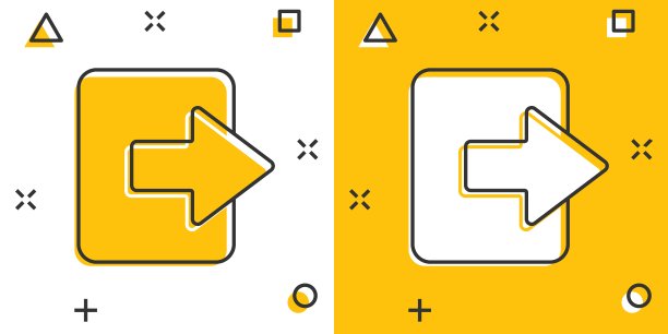 矢量卡通入口门图标漫画风格。出口门概念说明象形图。门口入口商业的splash效应概念。图片下载