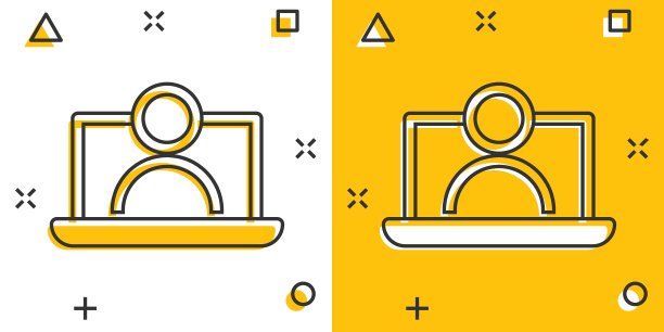 在线培训过程图标漫画风格。网络研讨会研讨会矢量卡通插图象形图。电子学习商业概念的飞溅效应。图片下载