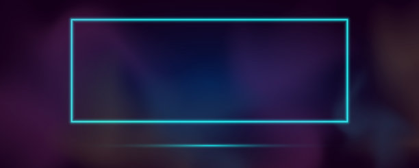 发光的方形霓虹灯框架与烟雾。矢量图图片下载