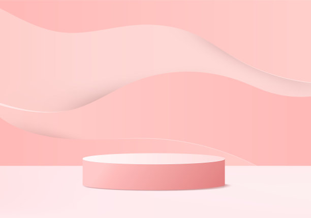 3d背景产品展示最小的讲台场景与几何平台。背景矢量3d与获奖者奖台。展示化妆品。舞台展示在台座上的现代工作室粉红色粉彩图片下载