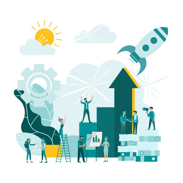 启动团队合作火箭腾飞业务图片下载