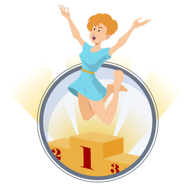 女孩冠军在领奖台上的第一名的胜利图片下载