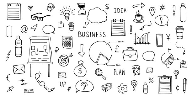 商业涂鸦集手绘图标图片下载