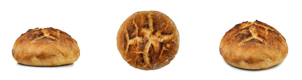 一套圆的自制面包孤立在白色图片下载