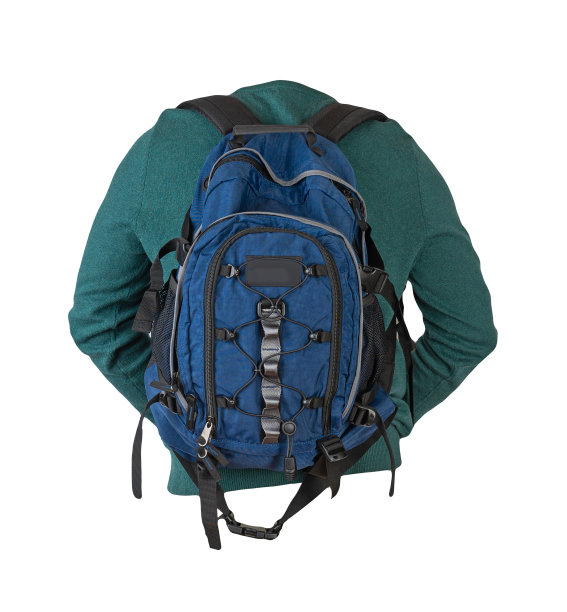 背包里穿着一件针织毛衣孤立在白色背景下。图片下载