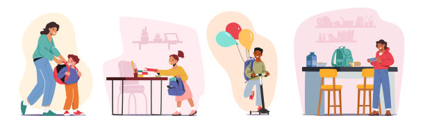 孩子们为学习做准备图片下载