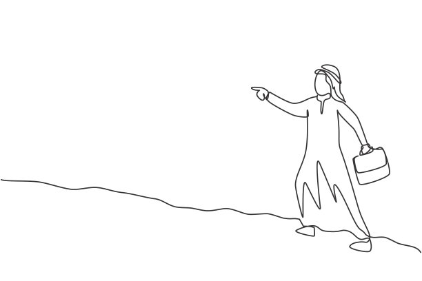 连续一行画着年轻的阿拉伯男性图片下载