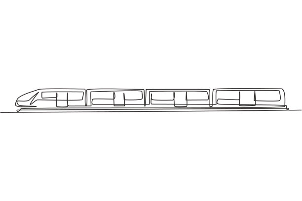 连续的一条线画着高速列车图片下载
