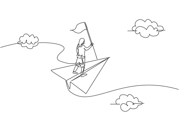 单线画年轻的女商人图片下载