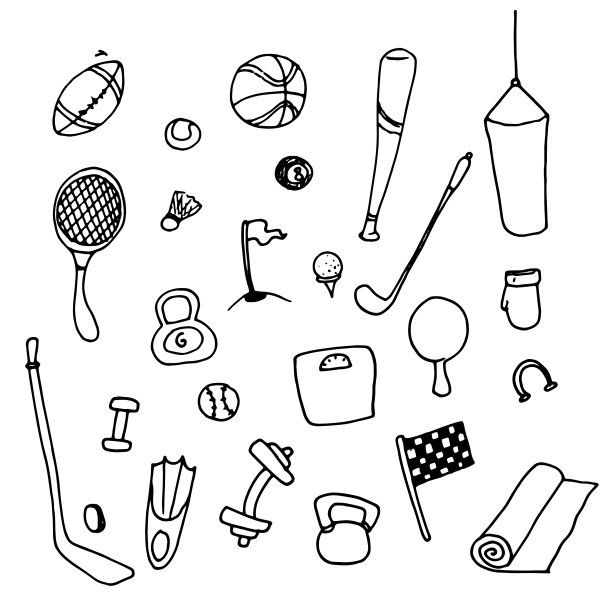 设置运动器材手绘涂鸦图片下载