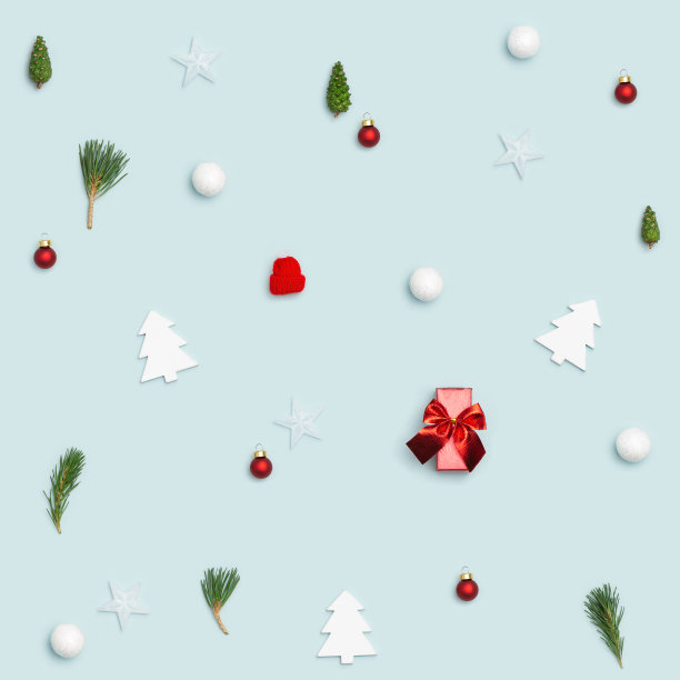 圣诞节或冬天构成圣诞节、冬天、新年的概念。前视图。图片下载