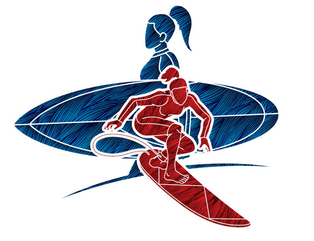 女子冲浪动作冲浪运动的女运动员图片下载