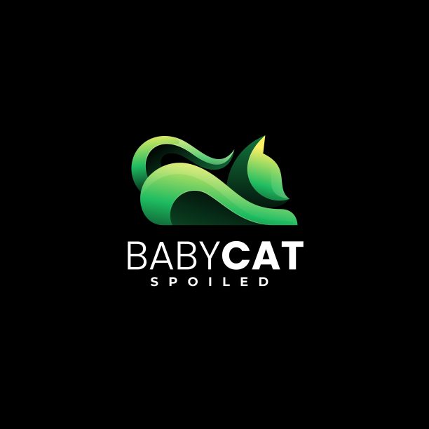 矢量插图婴儿猫渐变彩色风格。图片下载