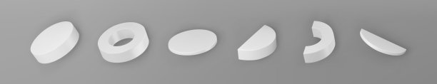 3d渲染白色的几何形状物体被隔离在灰色背景上。白色实心写实原语-圆柱体，管道，带有阴影的环。抽象的装饰矢量图形为时尚的设计图片下载