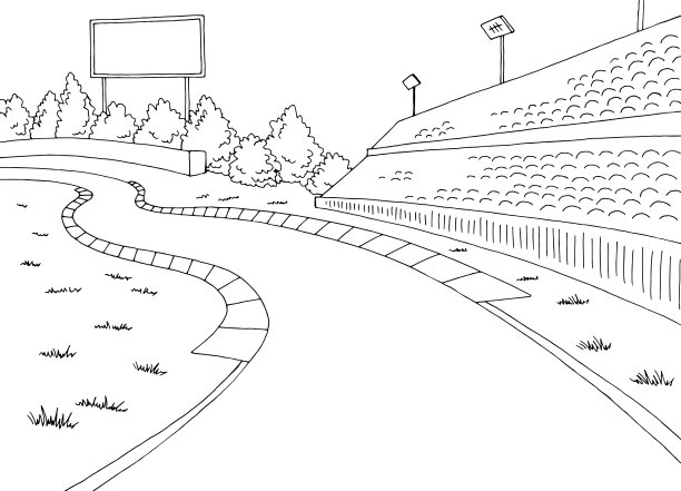 跑道运动图形黑色的白色草图插图向量图片下载