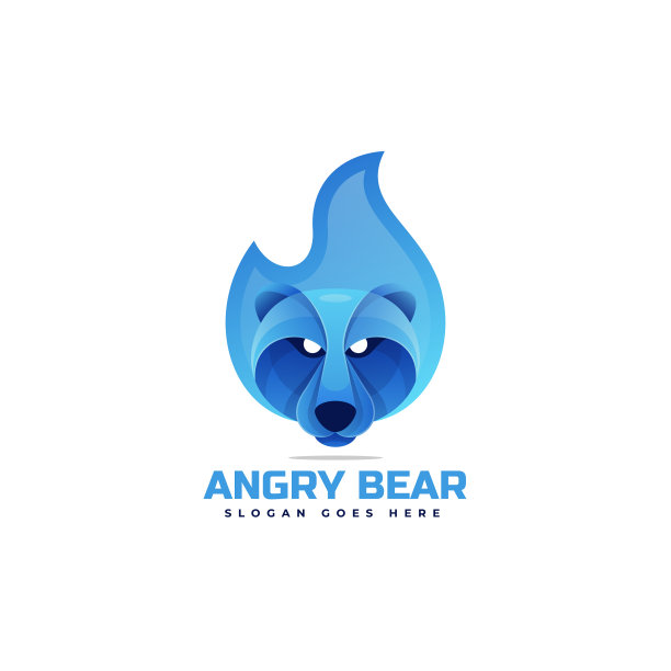 标志愤怒的熊梯度色彩丰富的风格图片下载