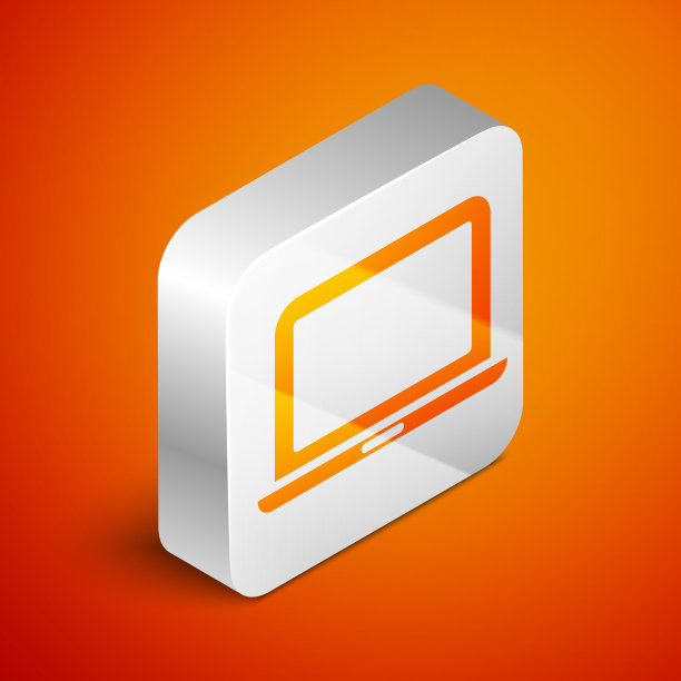 等距笔记本电脑图标孤立在橙色图片下载