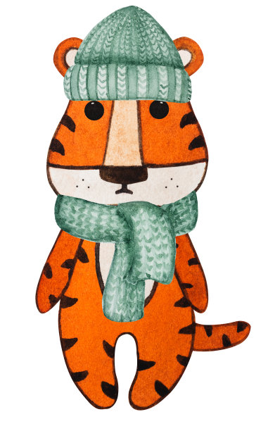 美丽的水彩画一只小老虎图片下载