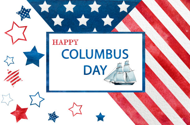 哥伦布发现美洲纪念日快乐。美丽的贺卡。特写镜头图片下载