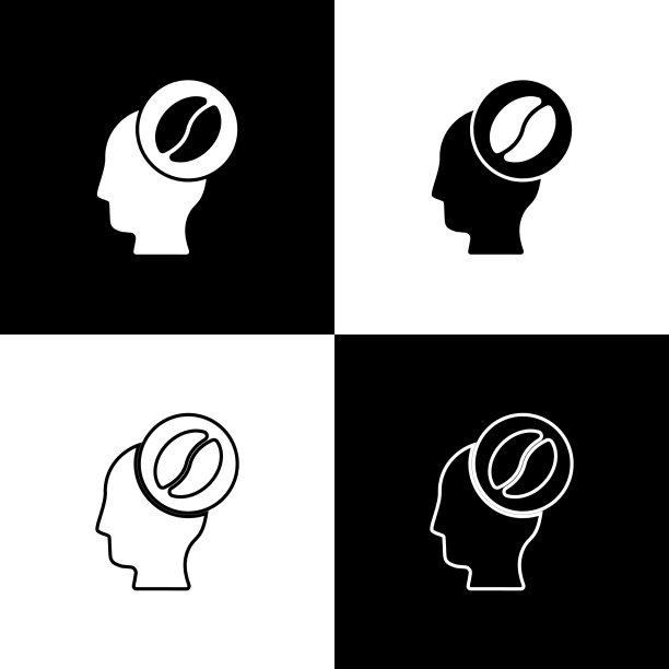 设置咖啡师图标孤立在黑色和白色图片下载