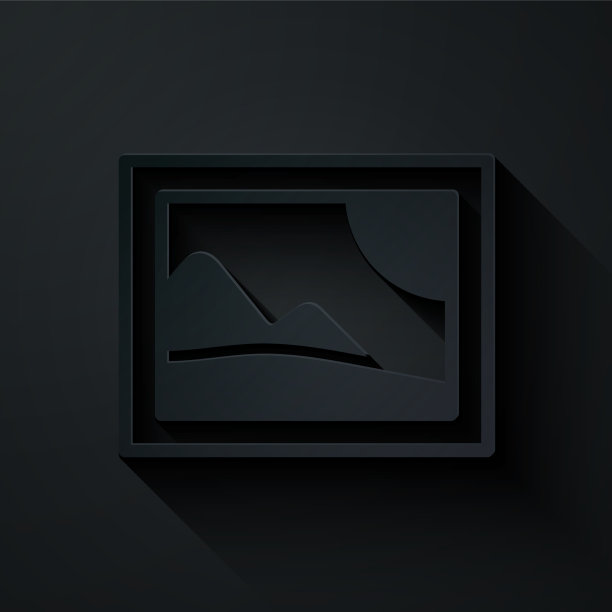 剪纸画景观图标孤立在黑色图片下载